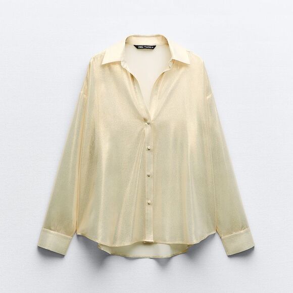 ZARA GOLD METALLIC SHIRT - Picture 9 of 12